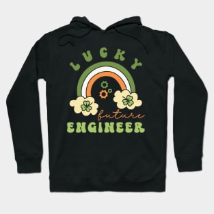 Lucky Future Engineer for Kids, St. Patricks Day Kids Gift, Future Engineer, Lucky Shamrock, Rainbow Lucky Future Engineer Kids Hoodie